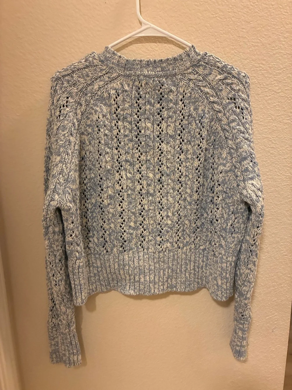 Boden Light Lavender Marled Cable Knit Crew Sweater - Picture 4 of 6